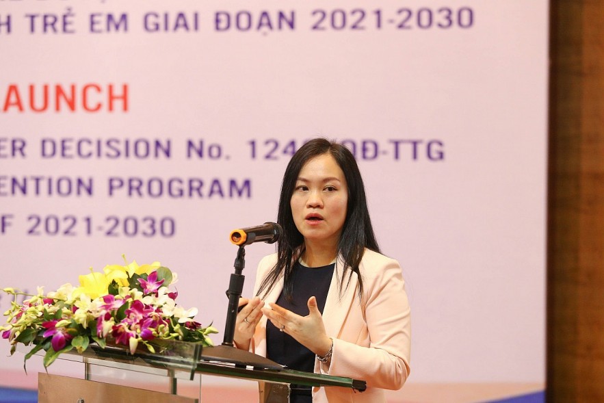 Photo: Doan Thi Thu Huyen, Country Director of the GHAI in Vietnam, speaks at the workshop.