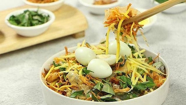 rice paper salad a popular and attractive street food in vietnam