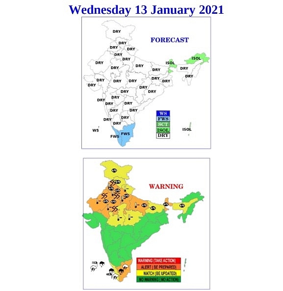 India weather forecast latest, January 13: Widespread rain covers Tamil Nadu, Kerala as the country braces for cold wave