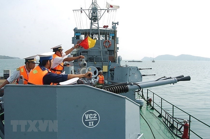 Vietnamese naval troops trained hard on land to cope with dangers at sea