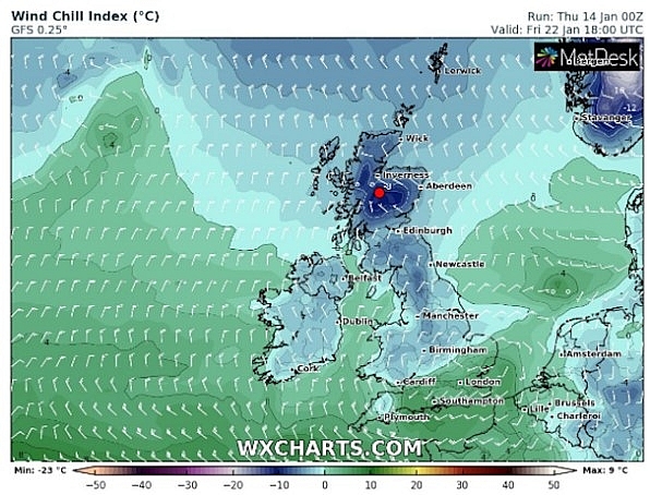 UK and Europe weather forecast latest, January 16: Snow showers to sweep across the UK