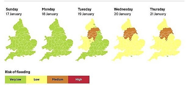 UK and Europe weather forecast latest, January 19: Flood warnings issued across much of the UK