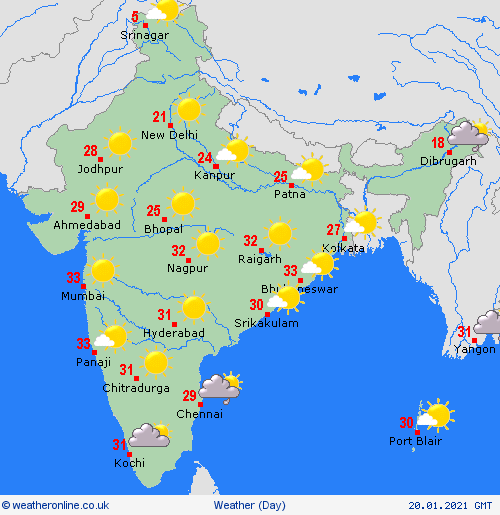 India daily weather forecast latest, january 20: clear and dry conditions to cover most of regions