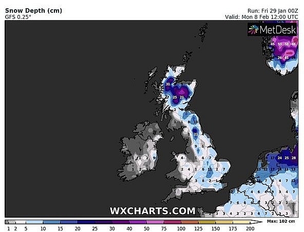 UK and Europe daily weather forecast latest, January 31: Heavy snow to sweep Britain as a brutal Icelandic freeze strikes