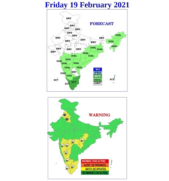 India daily weather forecast latest, February 19: Scattered rains and thunderstorms to cover Maharashtra, Telangana, Kerala