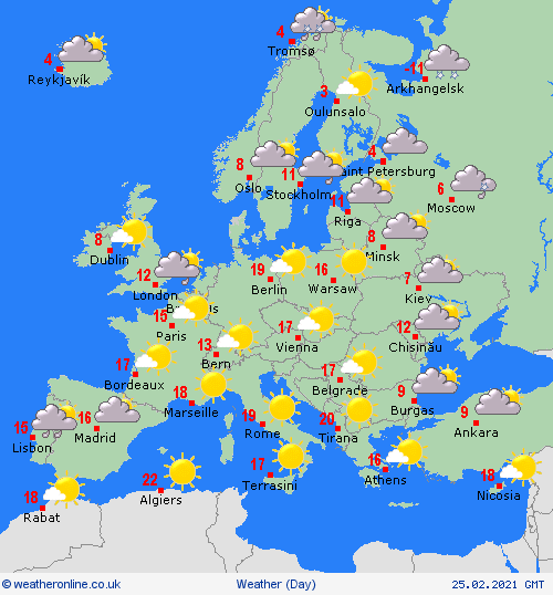 UK and Europe daily weather forecast latest, February 25: Plenty of sunshine with just a few showers in the North West of the UK