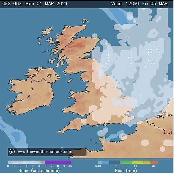 UK and Europe daily weather forecast latest, March 3: Fairly cloudy with a scattering of showers in Southern Britain