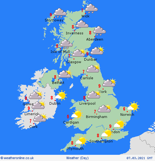 UK and Europe daily weather forecast latest, March 7: A mainly dry day with a good deal of sunshine across England, Wales and Ireland