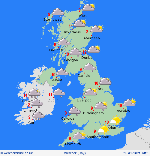 UK and Europe daily weather forecast latest, March 9: A mostly cloudy and dry day in the UK before strong winds and heavy rain move in