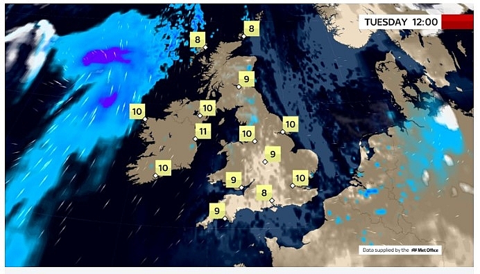 UK and Europe daily weather forecast latest, March 9: A mostly cloudy and dry day in the UK before strong winds and heavy rain move in