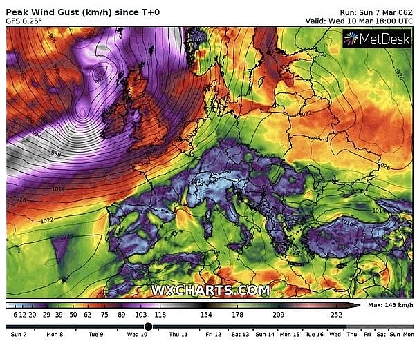 UK and Europe daily weather forecast latest, March 9: A mostly cloudy and dry day in the UK before strong winds and heavy rain move in