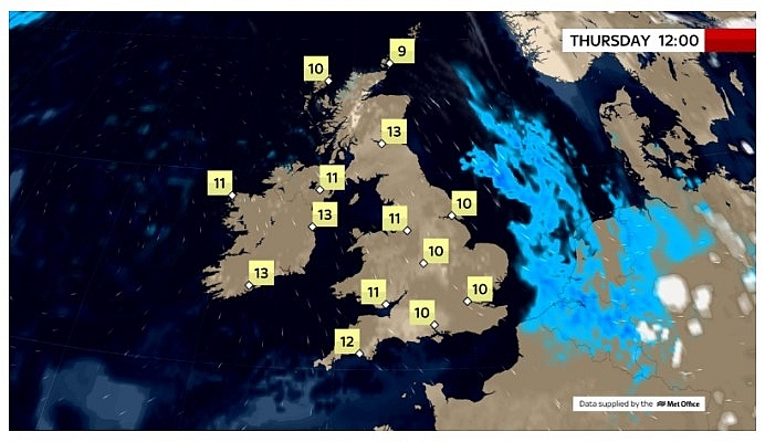 UK and Europe daily weather forecast latest, March 18:  Mostly dry and cloudy but rain to affect eastern England and northwest Scotland