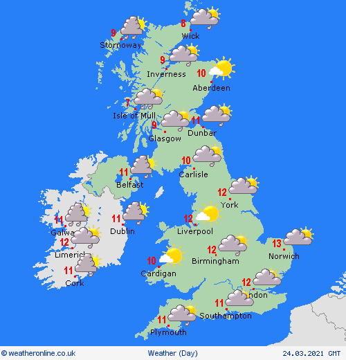 UK and Europe daily weather forecast latest, March 24: Cloudy in south of the UK with light rain or drizzle