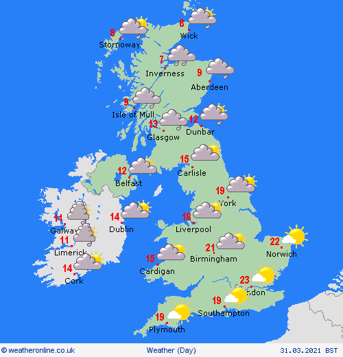 UK and europe daily weather forecast latest, march 31: a dry warm day with sunny spells across the uk