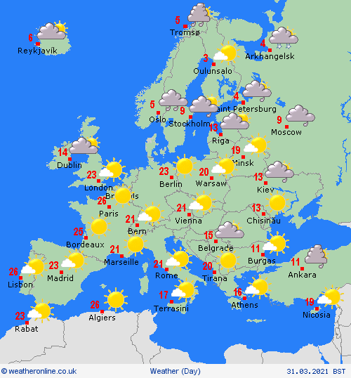 UK and europe daily weather forecast latest, march 31: a dry warm day with sunny spells across the uk