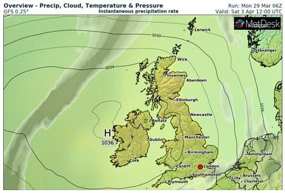 UK and europe daily weather forecast latest, march 31: a dry warm day with sunny spells across the uk