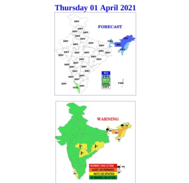 India daily weather forecast latest, April 1: Heavy rainfall to hit Assam, Meghalaya, Andaman & Nicobar Islands