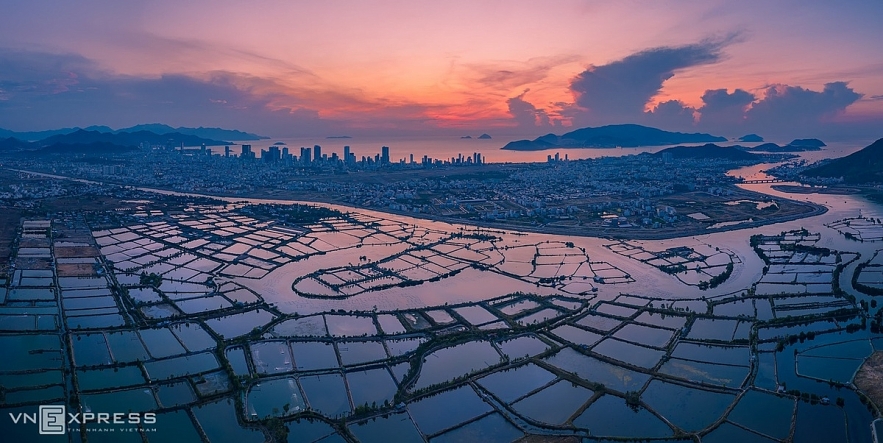 scene of dawn in some areas of vietnam