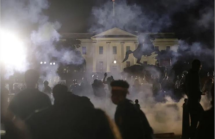 trump taken to bunker due to protest threats outside the white house