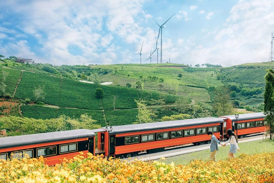 The Red Train Lost In Da Lat Flower Field Attracts Tourists