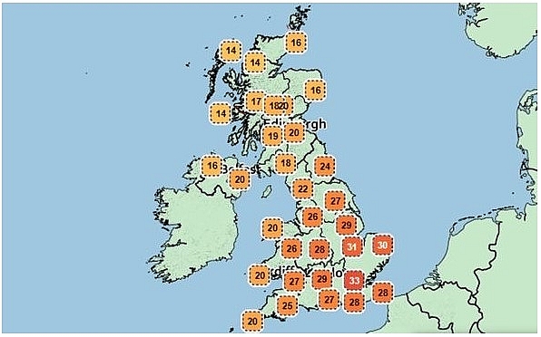 uk and europe weather forecast latest august 7 hot makes chart turn red across the uk europe