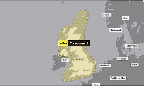 uk and europe weather forecast latest august 9 yellow warnings for thunderstorm across the uk