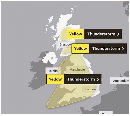 uk and europe weather forecast latest august 14 lightening storm warning for the uk