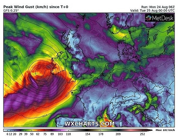 UK and Europe weather forecast latest, August 25: Warnings for Storm Francis to battle UK with 70 mph gusts