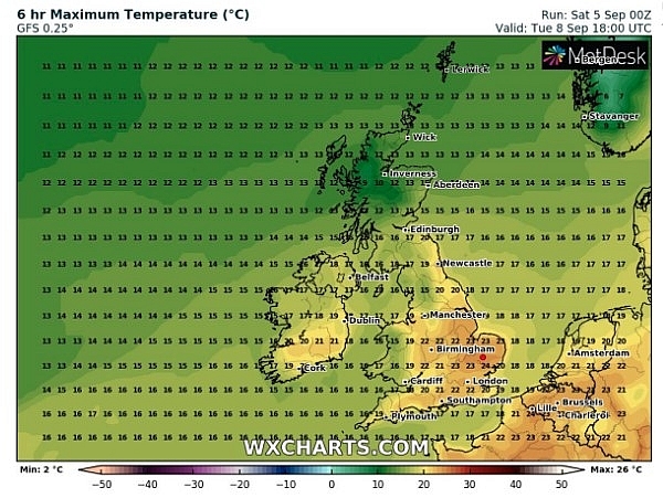 UK and Europe weather forecast latest, September 6: Balmy 24C hit UK after a scorching summer