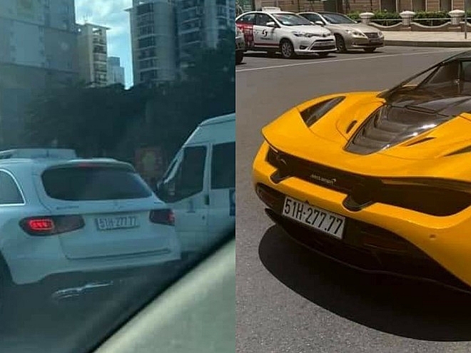 convertible mclaren 720 spider supercar casts doubt on attaching fake number plate in hcmc