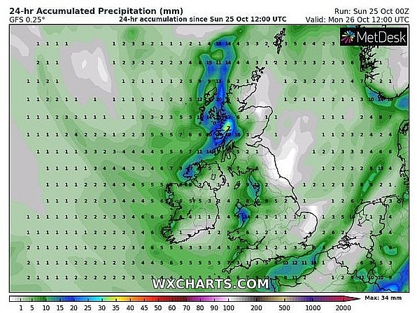 UK and Europe weather forecast latest, October 27: Torrential downpours to sweep Britain this week