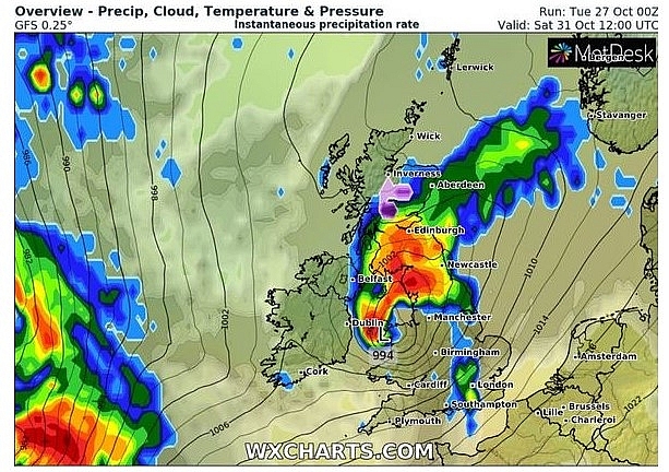 UK and Europe weather forecast latest, October 28: Flood warning issued as torrential rainfall batter Britain