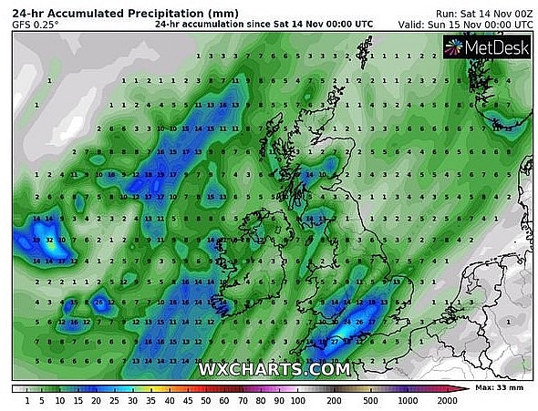 UK and Europe weather forecast latest, November 15: Brutal weekend with heavy rain and wind dominates the UK