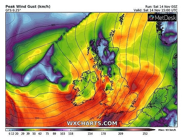 UK and Europe weather forecast latest, November 15: Brutal weekend with heavy rain and wind dominates the UK