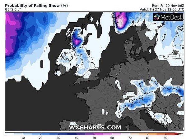 UK and Europe weather forecast latest, November 22: Maximum temperature at 13C with cloud and drizzle at times