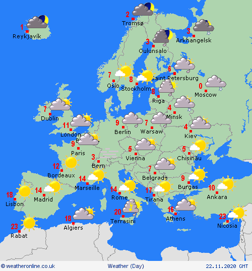 UK and Europe weather forecast latest, November 22: Maximum temperature at 13C with cloud and drizzle at times