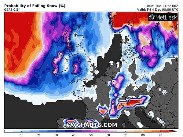 UK and Europe weather forecast latest, December 3: Freezing cold arrives with an alarming snow plume