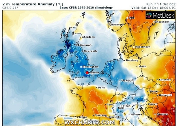 UK and Europe weather forecast latest, December 6: Weather maps turn blue with freezing temperatures leading snow