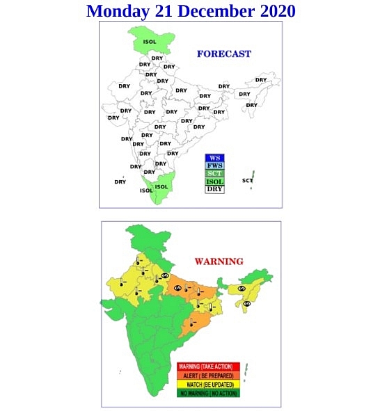 India weather forecast latest, December 21: Cold wave persists as moisture increases with dense fog