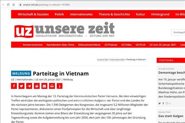 13th National Party Congress decides Vietnam’s most important tasks: German newspaper