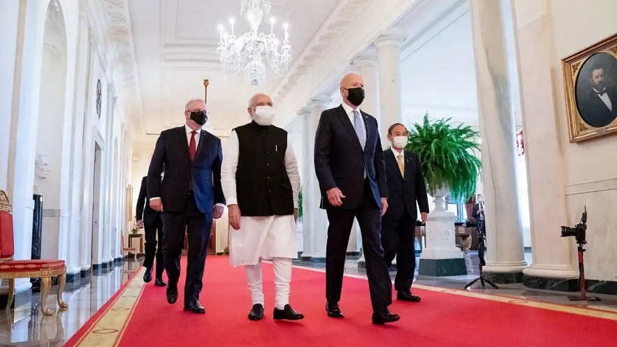 U.S. President Joe Biden hosts, from left, Australian Prime Minister Scott Morrison, Indian Prime Minister Narendra Modi, and then-Japanese Prime Minister Yoshihide Suga at a Quad summit in September 2021. (Photo courtesy of the White House) 