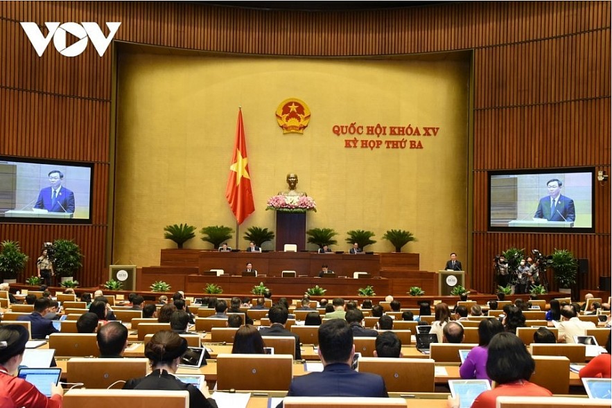 Deputies attend the third session of the 15th National Assembly in Hanoi.