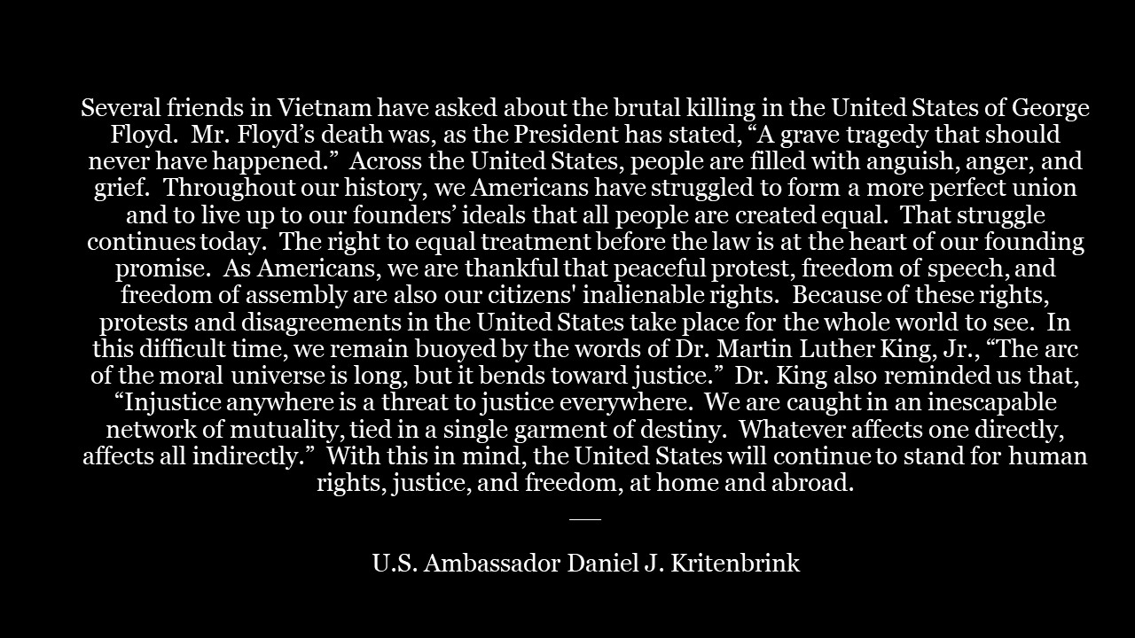 US Ambassador to Vietnam's message of his response on the 