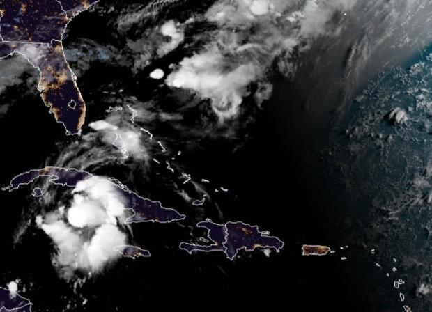 Satellite image shows Tropical Storm Elsa just off Cuba early on July 5, 2021. NOAA