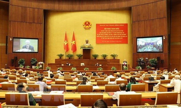 speech of party leader nguyen phu trong at conference reviewing 12th politburos directive 05