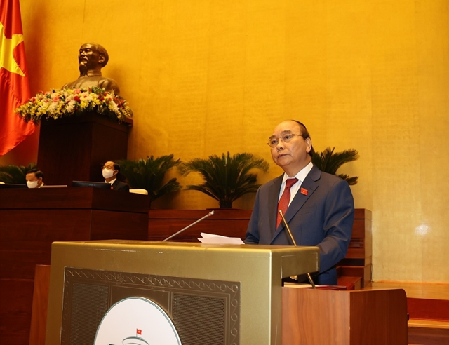 State President Nguyễn Xuân Phúc delivers his office assumption speech. — VNA