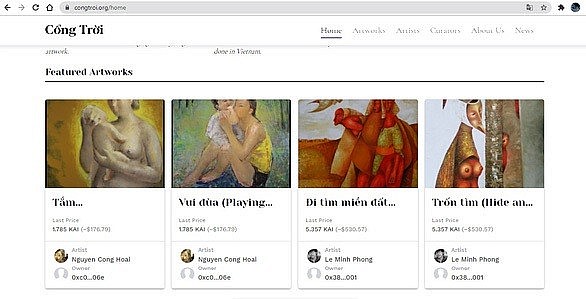 Screenshot shows user interface of Cong Troi, Vietnam's first homegrown non-fungible tokens (NFT) trading platform.