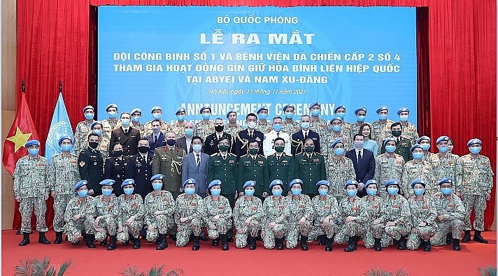 The anouncement ceremony for the Vietnamese engineering unit rotation 1 and Level-II field hospital rotation 4 to be deployed to UN peacekeeping mission in Sudan. (Photo: VNA)