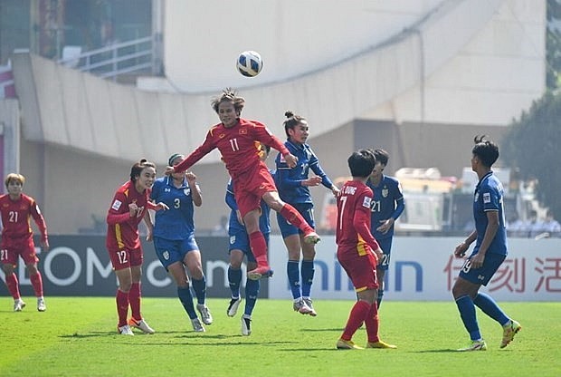 The national women’s football team defeats Thailand 2-0 in the 2023 World Cup’s play-off round on February 2. Photo: AFC