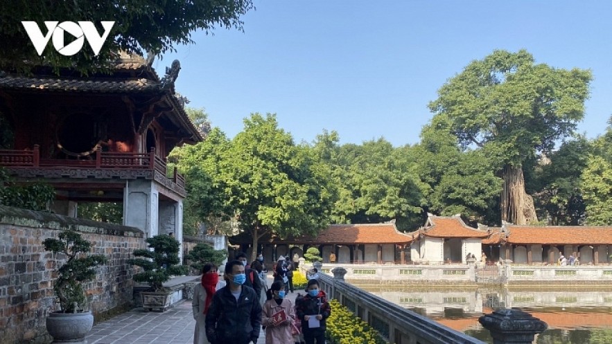 Temple of Literature, the first university in Vietnam, is expected to reopen to visitors as of February 15. Photo: VOV